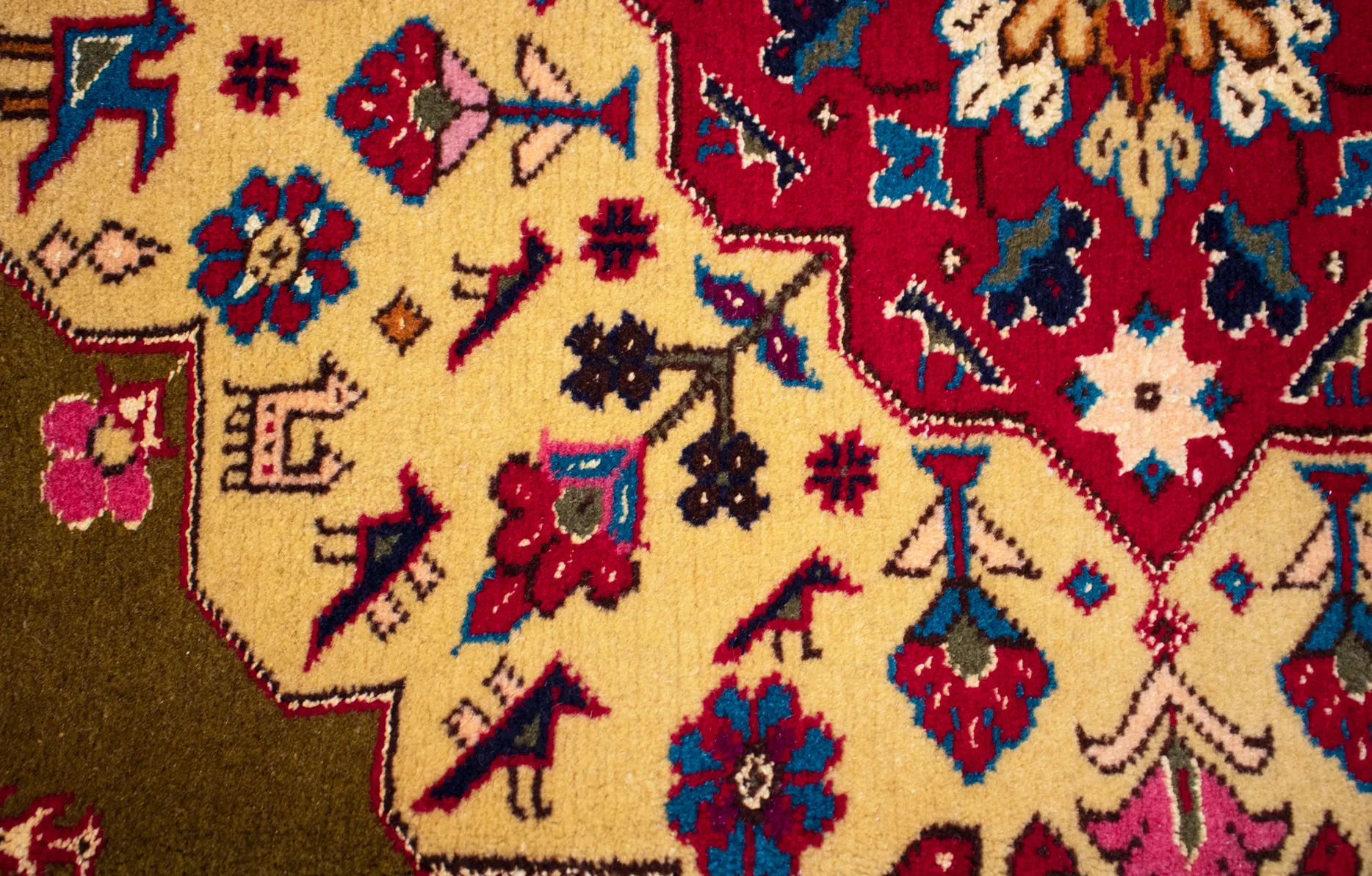 Antique Khorasan Wool and Silk Carpet
