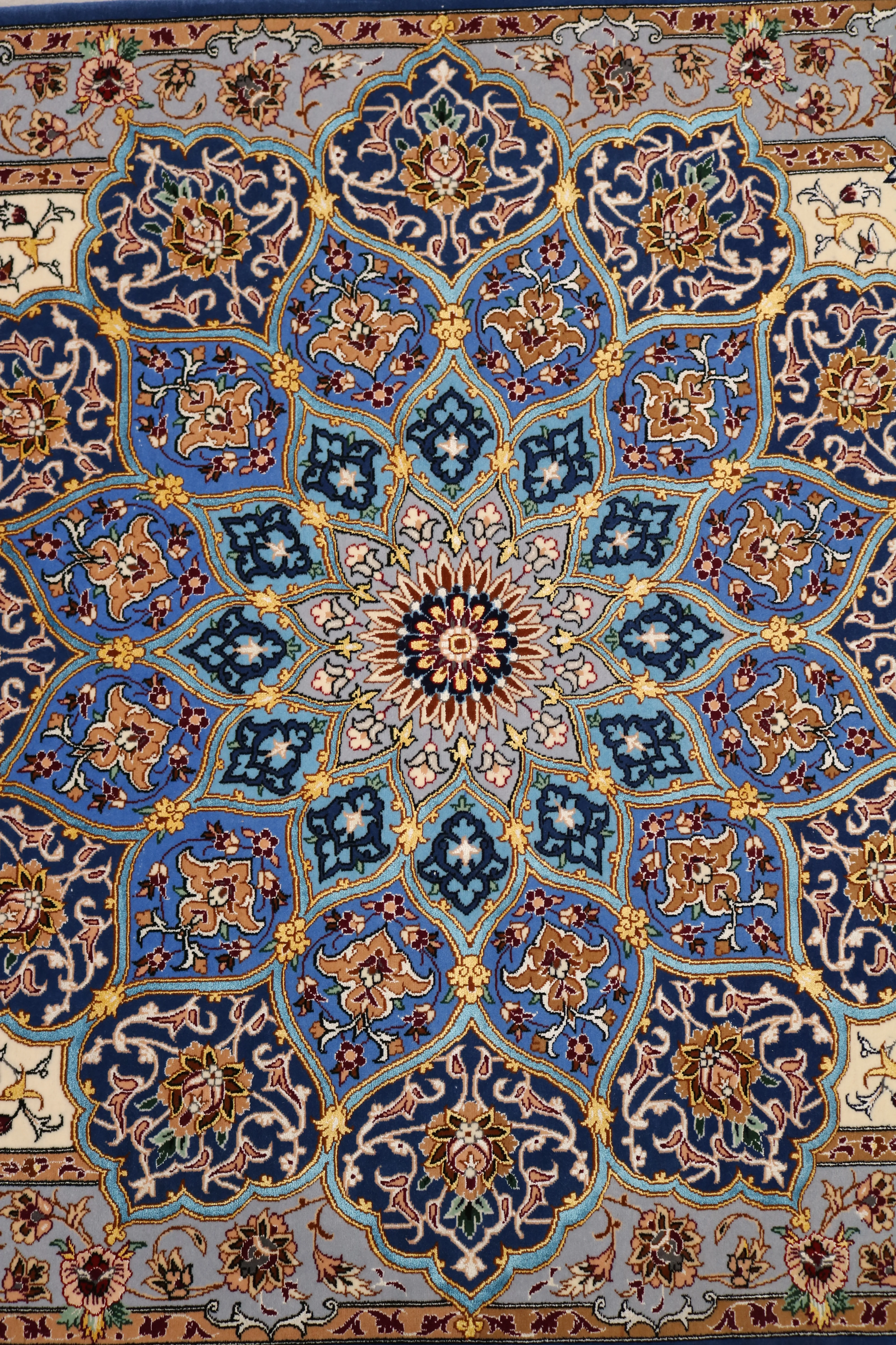 Handmade Persian Isfahan Silk and Wool Rug