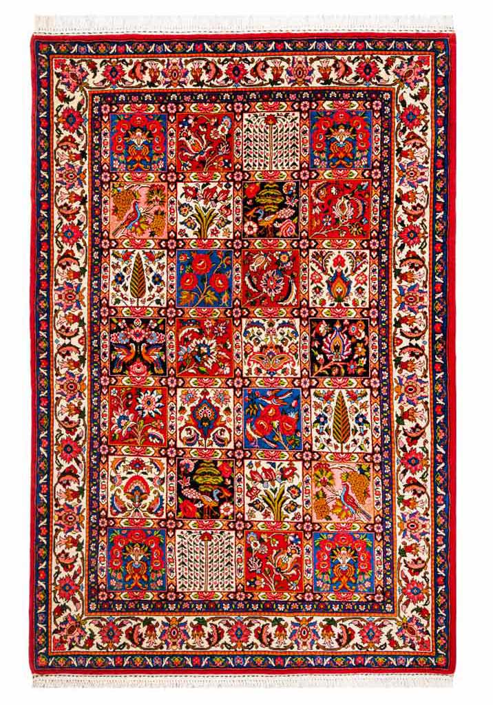 Handmade Red Persian Bakhtiari Kheshti Wool Rug 2173