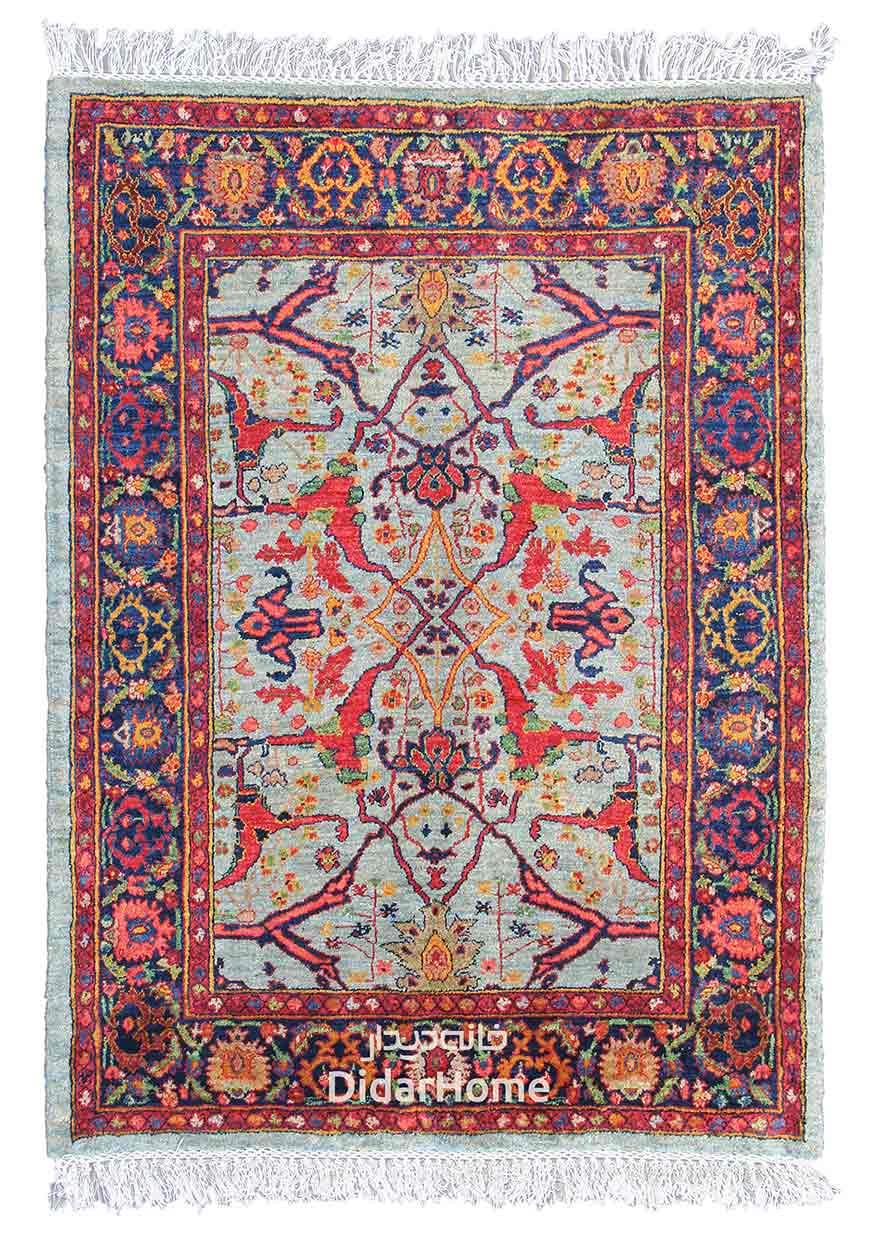 Handmade Blue Abstract Persian Bijar Wool Rug 11027022