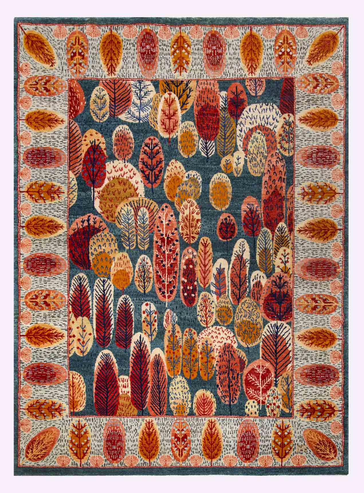 Handmade Contemporary Colorful Jungle Persian Area Rug 1303
