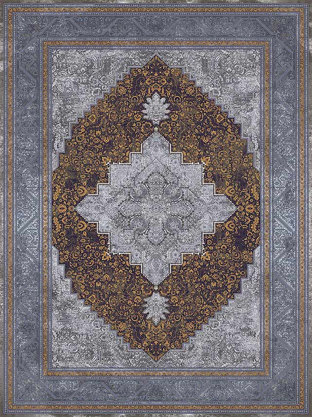 Machine-made Patina Grey Medallion Persian Heriz Carpet 23004