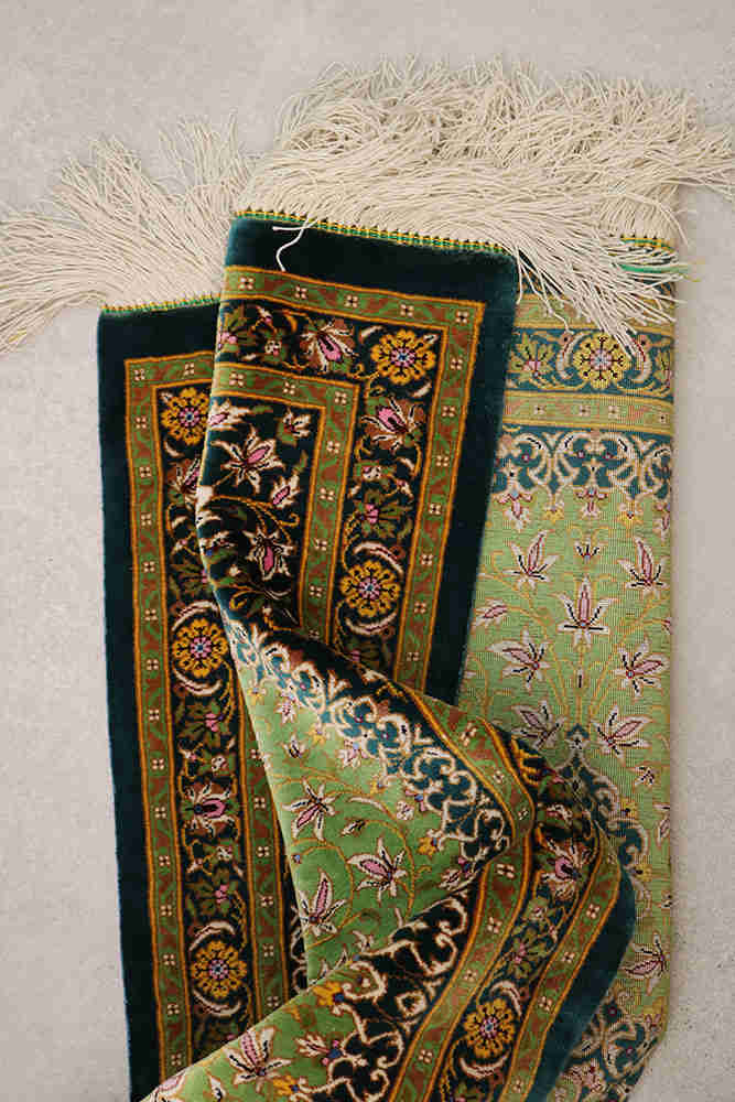 Qom Silk Green Rug