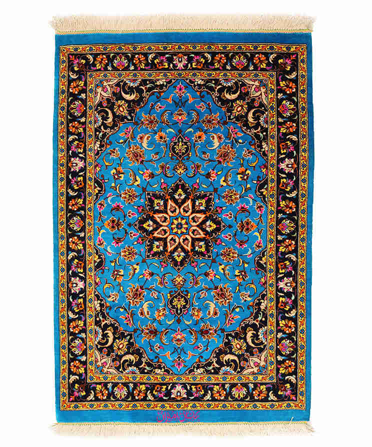 Persian Blue Qom Carpet 2078