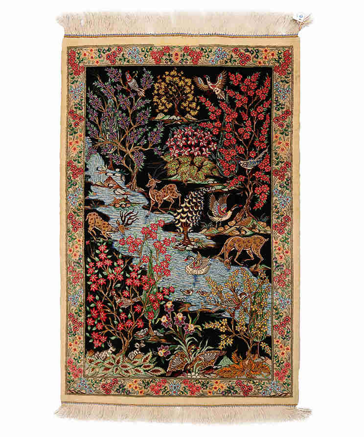 Qom Silk Pictorial Carpet 2081