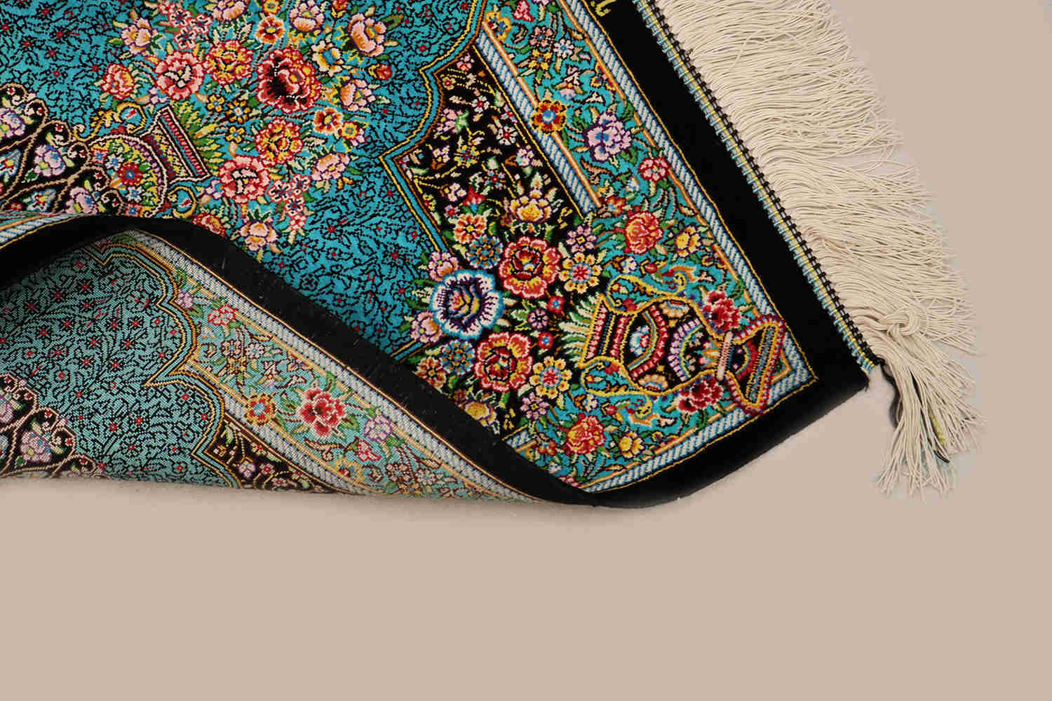 Qom Turquoise Silk Carpet