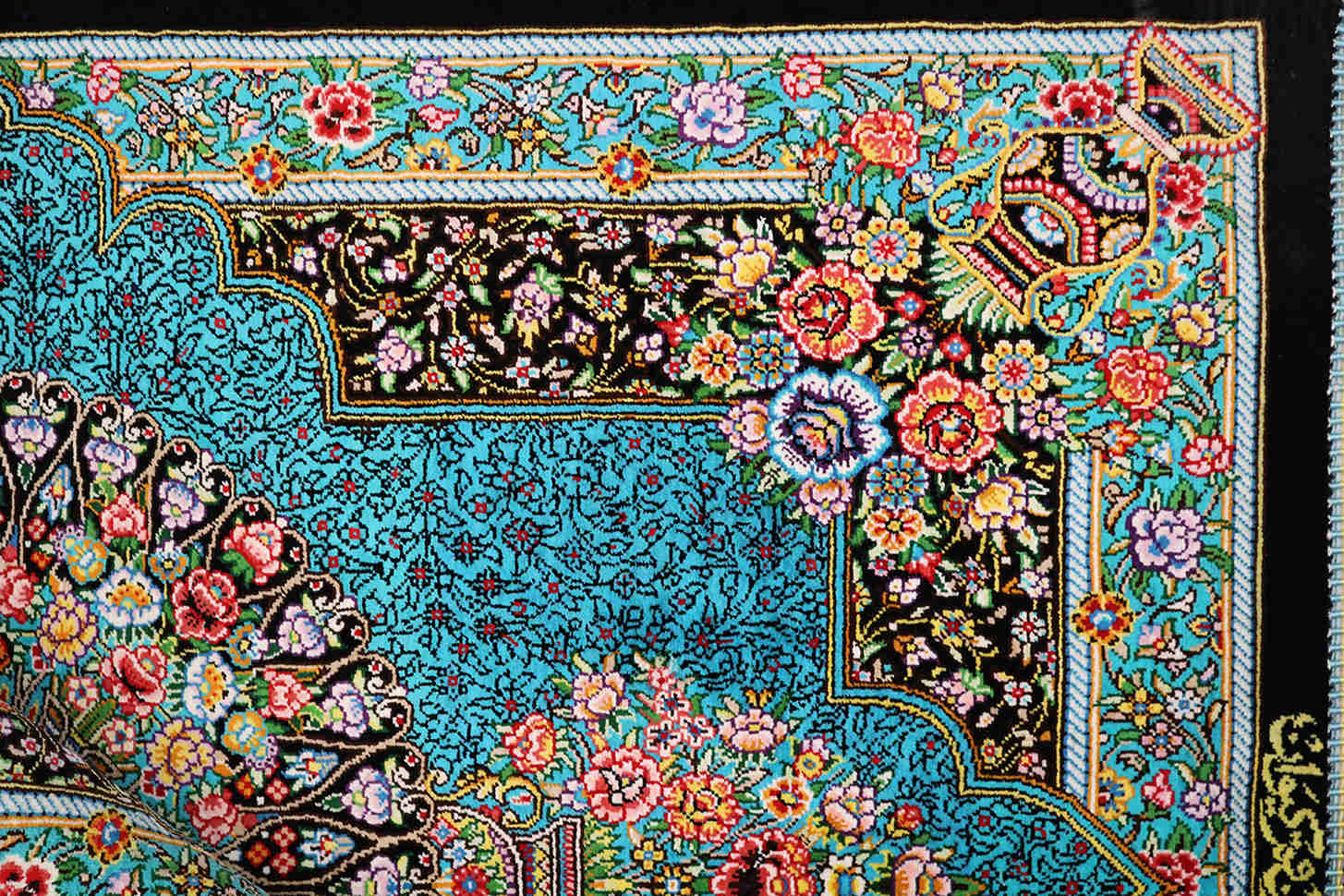 Qom Turquoise Silk Carpet