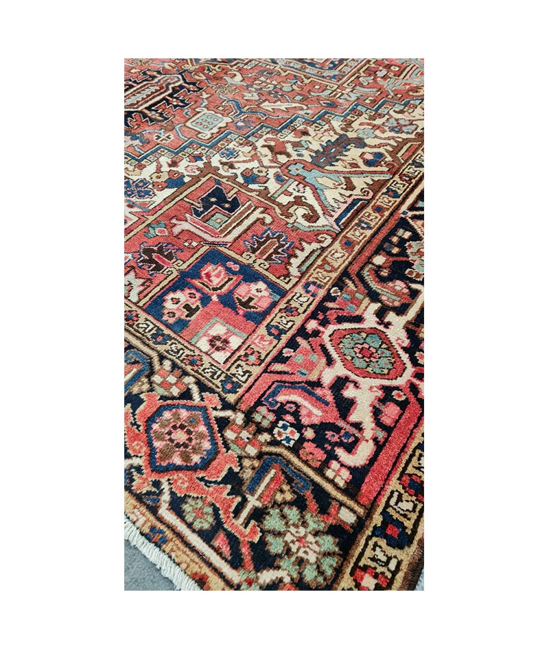 Handmade Red Traditional Persian Heriz Wool Rug 44463