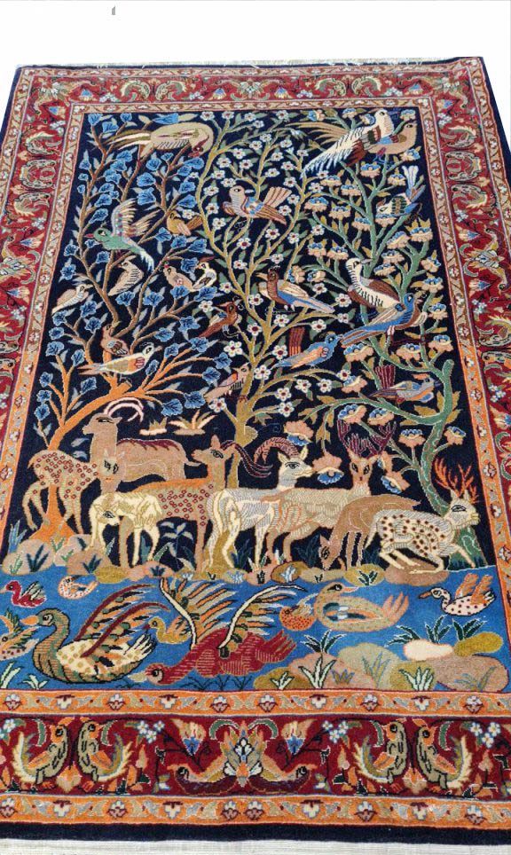 Handmade Isfahan silk rug 45261