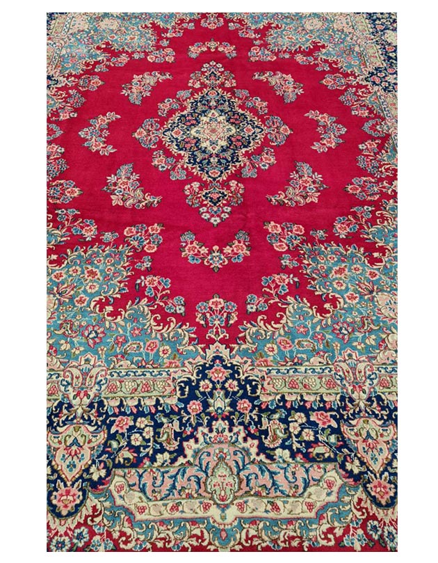 Red Persian Kerman handmade rug 44670