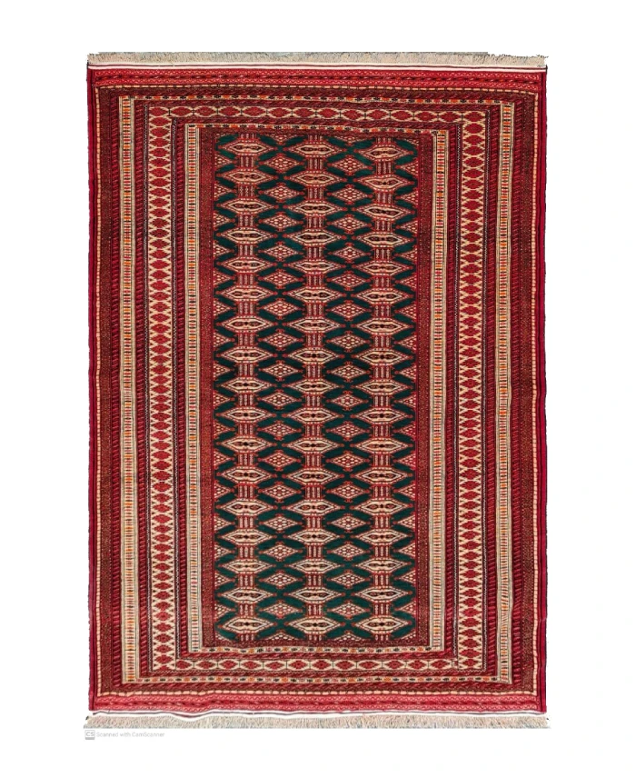 Handmade Persian Turkmen Silk and Wool Area Rug - Percarin