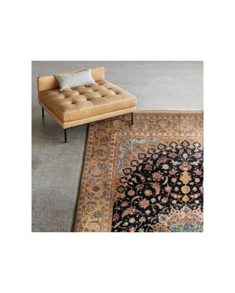 Black Isfahan Rug Handmade Black Persian Isfahan Silk and Wool Rug - Percarin