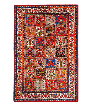 Handmade Red Persian Bakhtiari Kheshti Wool Rug 2173