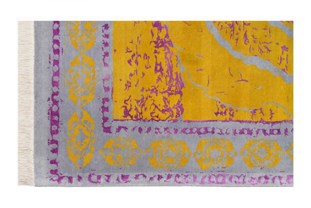 Handmade Modern Yellow Persian Wool Area Rug 2325607