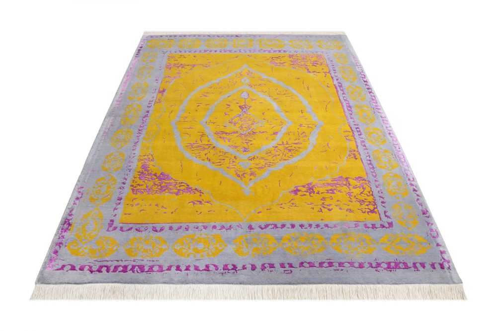Handmade Modern Yellow Persian Wool Area Rug 2325607