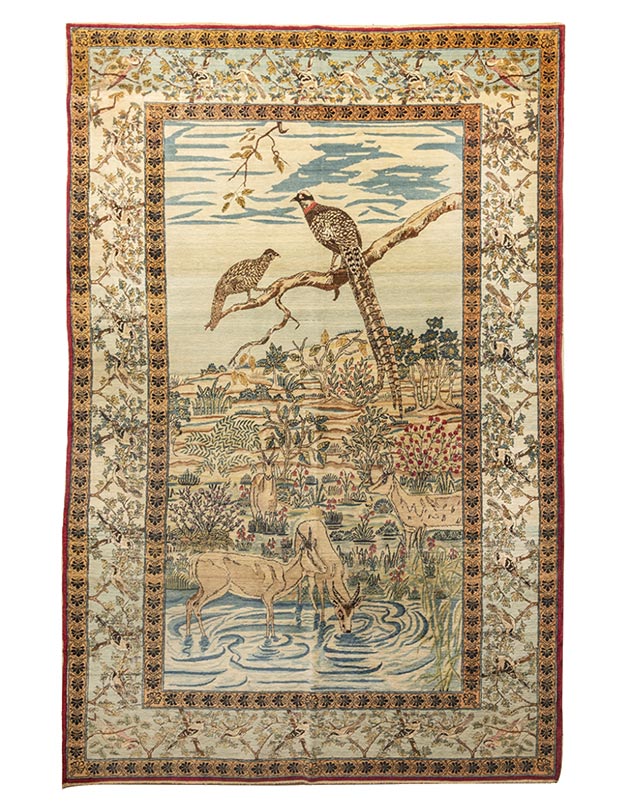 Antique pictorial Kerman rug 50763