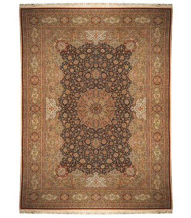 Amoghli Handmade Antique Brown Persian Mashad Carpet 52097