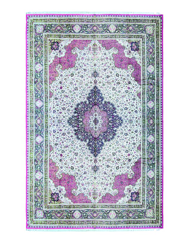 ‌Handmade Antique Persian Qom Silk Rug 46480
