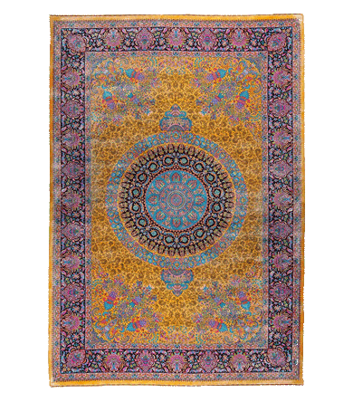 Silk Qom gold machine-made carpet 4043
