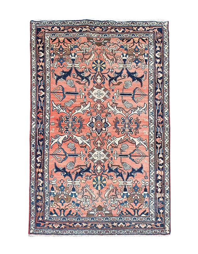Handmade Pink Persian Hamadan Wool Area Rug 21573