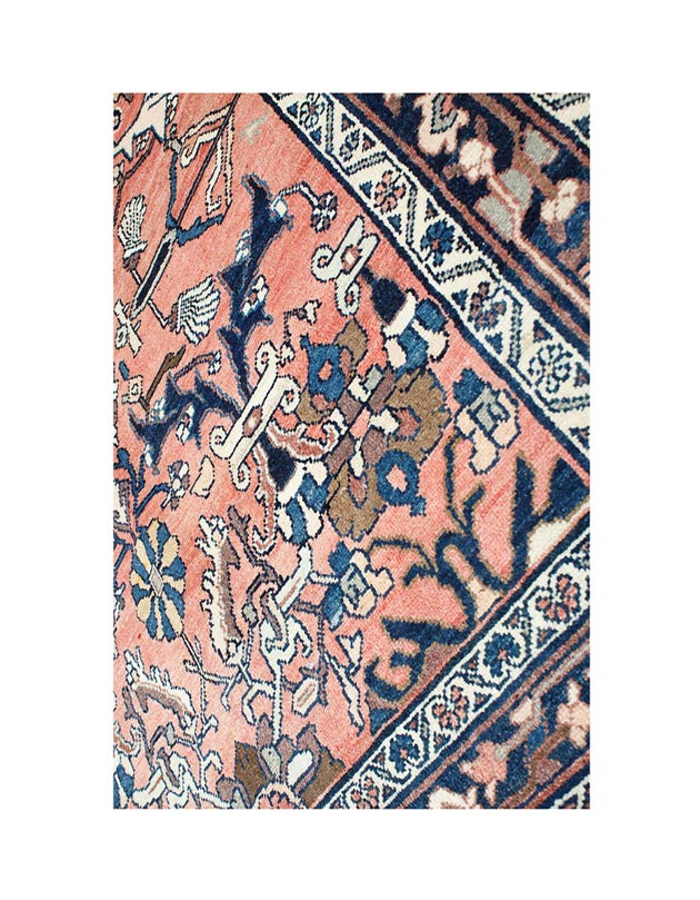 Handmade Pink Persian Hamadan Wool Area Rug 21573