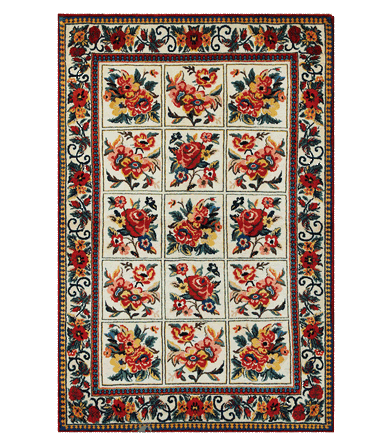 Handmade Persian Bakhtiari Rose Kheshti Wool rug 010275