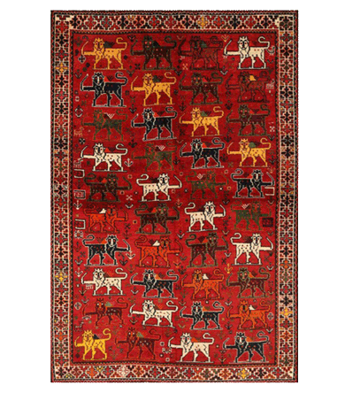 Machine-made Red Persian Qashqai Printed Rug 5949