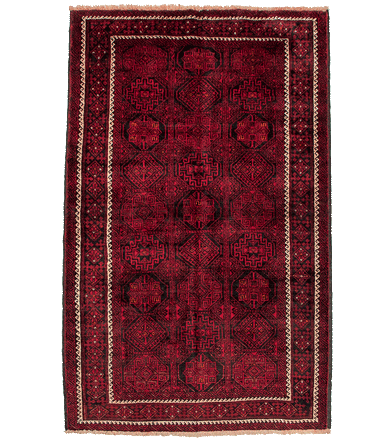 1 x 2 meter Handmade Burgundy Persian Baluch Wool rug 993