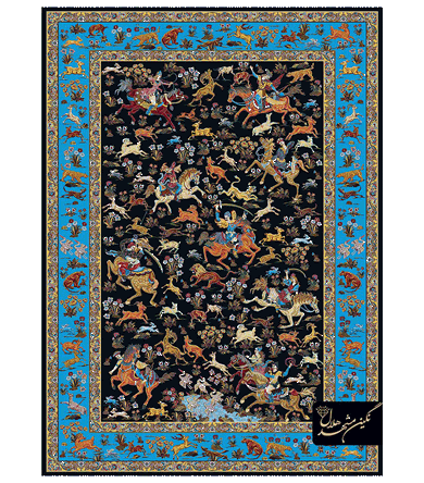 Persian machine-made Kashan hunting rug smc