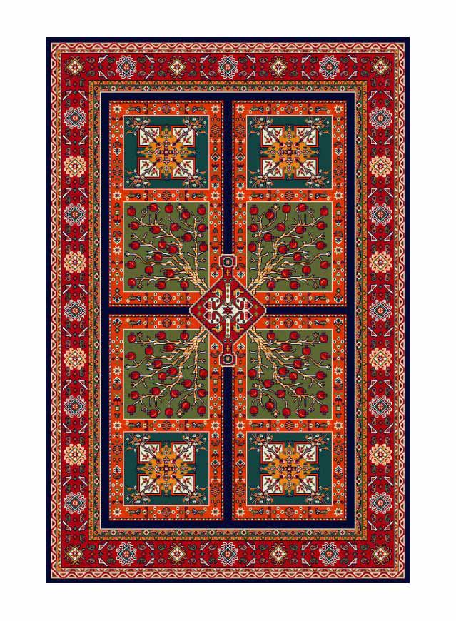 Transitional Persian garden machine-made carpet anar