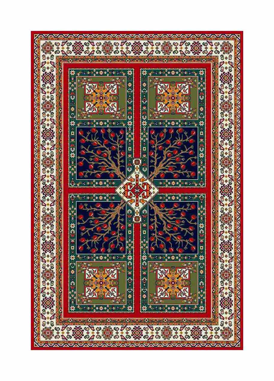 Transitional Persian garden machine-made carpet anar