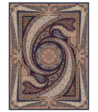 Machine-made Modern Polychrome Floral Persian Area Rug