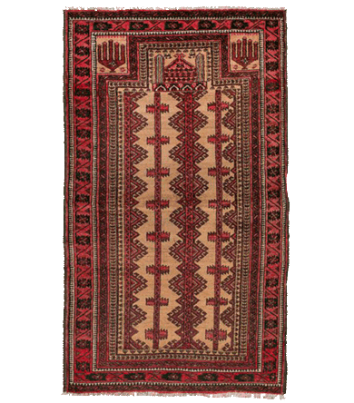 Handmade Persian Baluch Prayer Wool Rug 0200161