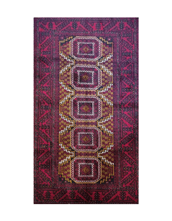 Handmade Persian Baluch Red Wool Area Rug 01