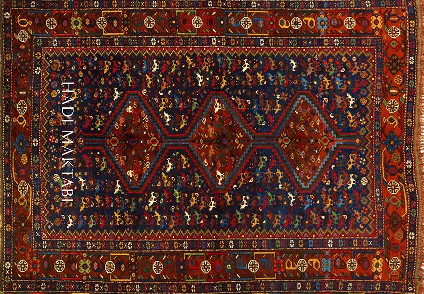 Antique Persian Khamseh Rug from Hadi Maktabi Collection