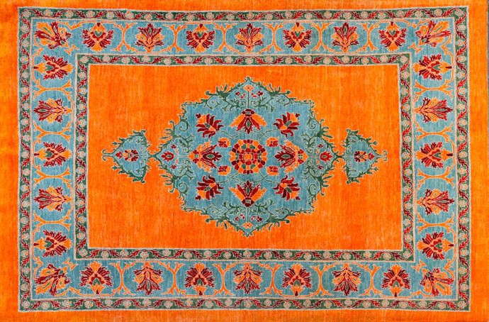 Orange modern Persian rug